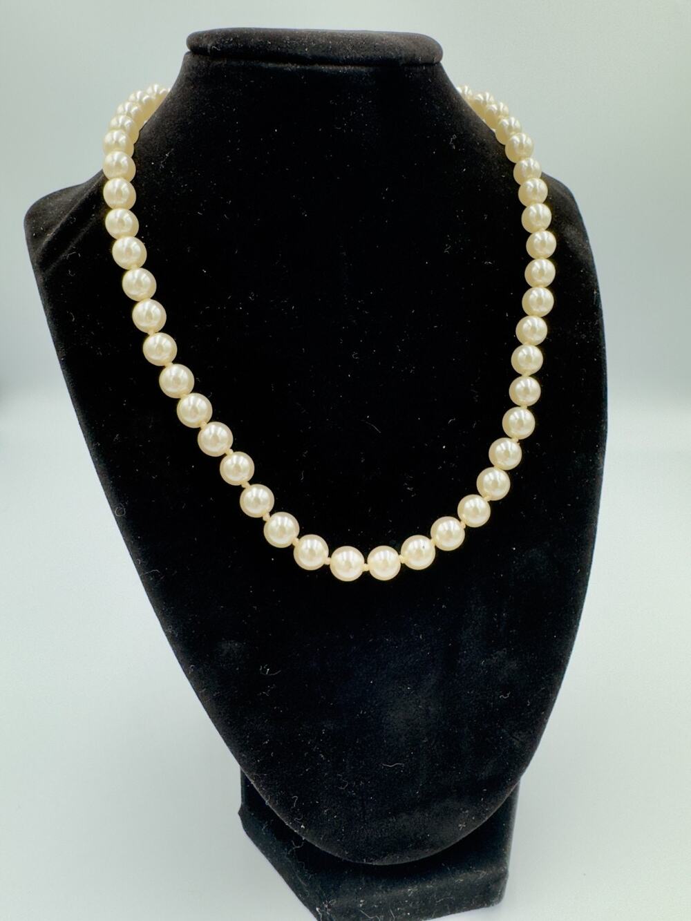 Vintage Cream Faux Pearl Strand Choker Necklace Classic Bridal Wedding